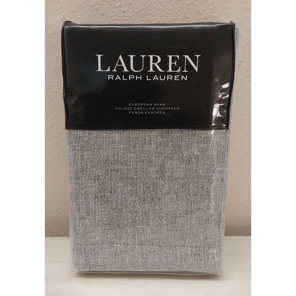 Ralph Lauren AUSTIN TEXTURE 100% Cotton GREY European Euro Pillow Sham $135 - Picture 1 of 12